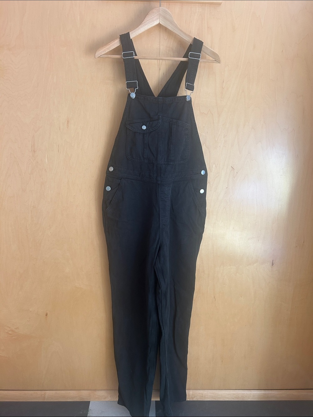 Outerknown Black Cotton Bib Overalls Jumpsuit